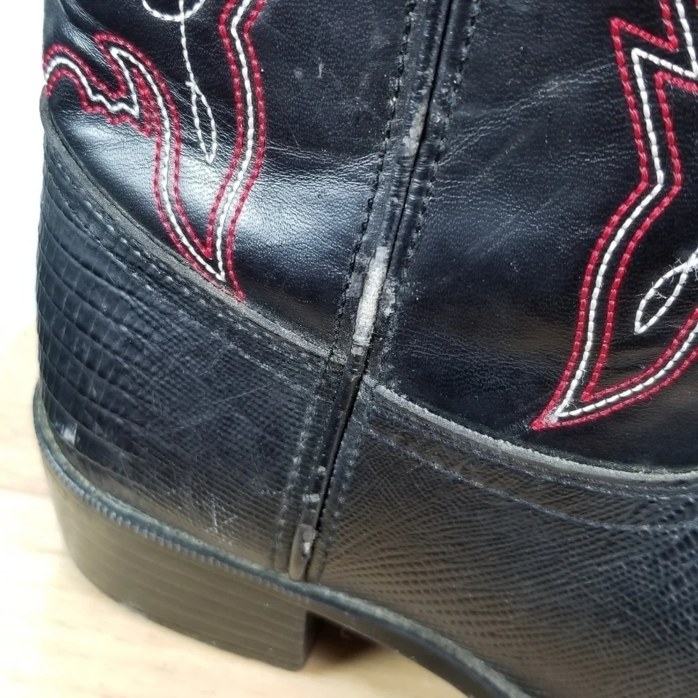 Durango Cowboy Boots Kids Size 5.5 D Lizard Print Black Western Festival Stitch